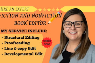 provide comprehensive line edit proofreading, developmental for fiction book
