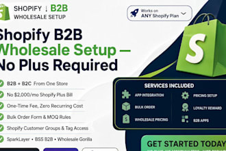 install setup shopify b2b b2c wholesale store custom pricing rules, bulk order