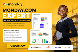 set up monday com CRM and automation for real estate and construction