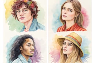 create hand painted watercolor art and portraits
