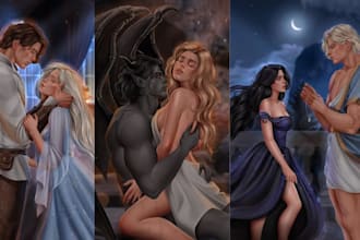 do fantasy romance dark  nsfw spicy romance couple character novel cover art