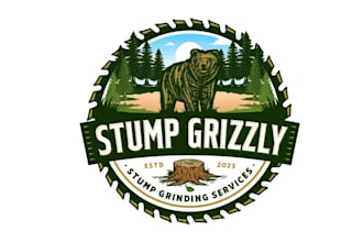 make grizzly bear tree stump new logo for a grinding service