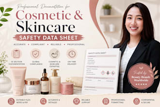 create professional cosmetic and skincare safety data sheet documentation
