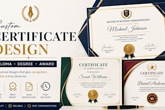 design custom diploma certificates, degree or award certificates