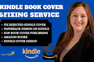 fix rejected book cover and redesign cover for amazon KDP and kindle publishing