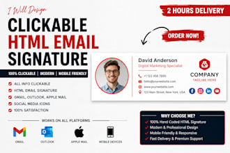design modern clickable HTML email signature for gmail outlook apple iphone