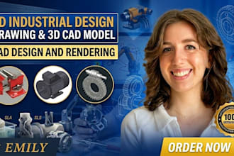 do your 3d industrial design, drawing, 3d cad model, cad design and rendering