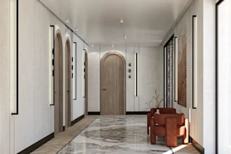 hallway interior design, lobby design, corridor entrance closet design 3d render