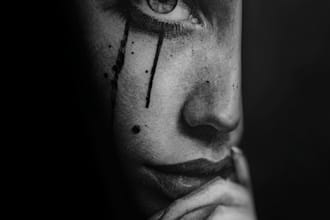 custom a geometric realism in black and grey tattoo design