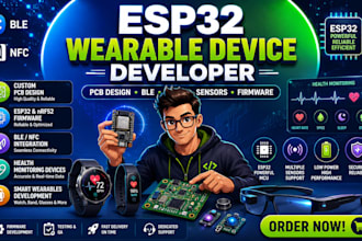 esp32 wearable health devices, smart watch, ring, ble nfc, pcb, sensor firmware
