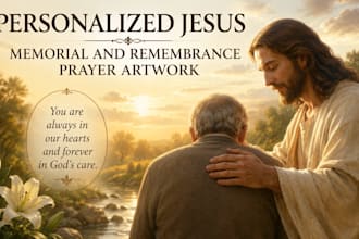create personalized jesus memorial and remembrance prayer artwork