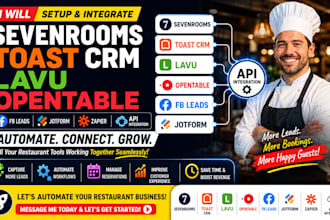 sevenrooms  toast CRM lavu opentable fb leads, jotform zapier api integration