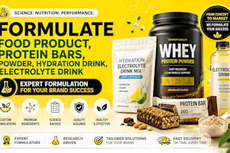 formulate food product, protein bars, powder, hydration drink, electrolyte drink