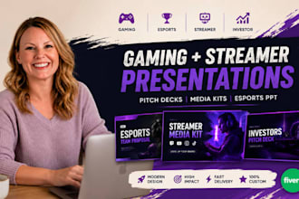 gaming pitch deck, streamer media kit powerpoint, esports PPT