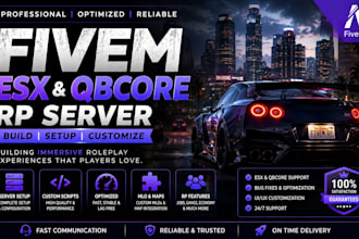 create a professional fivem esx and qbcore rp server