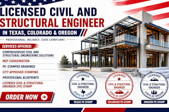 review, stamp as licensed civil and structural engineer in texas oregon colorado