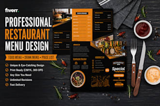design professional restuarant food menu