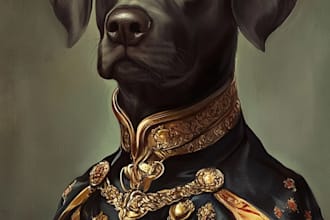 draw custom pet portrait, dog portrait, cat portrait