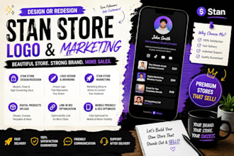 design or redesign stan store, logo and stan store marketing