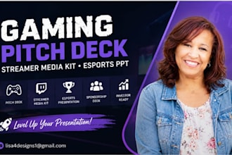 gaming pitch deck, streamer media kit powerpoint esports PPT