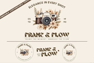do hand drawn watermark camera photography logo