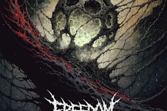 create dark atmospheric illustrated album cover art