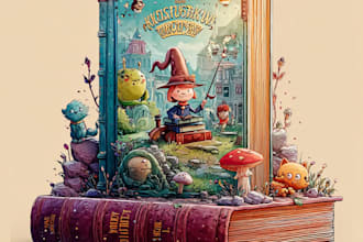 stunning cartoon book cover art for kids