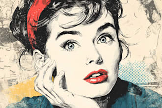 draw vintage and pop art style illustration for custom print or gifts