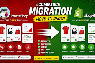 migrate prestashop to shopify with complete products, orders, customers, design