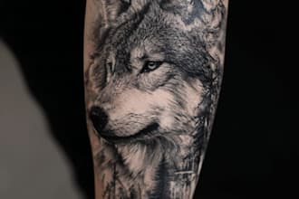 custom a geometric realism in black and grey tattoo design