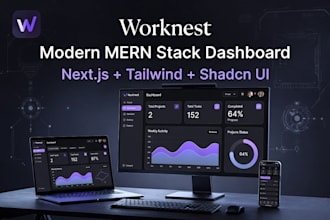 build modern mern stack web app with nextjs tailwind shadcn dashboard