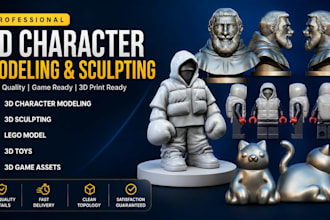 do 3d character modeling 3d sculpting, lego model, 3d toys 3d game assets sculpt