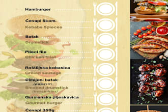 design a creative restaurant menu and digital food menu