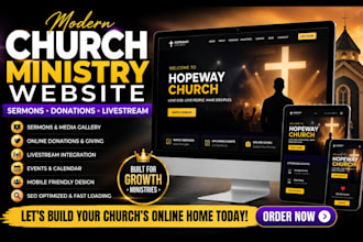 build modern church ministry website with sermons, donations and livestream