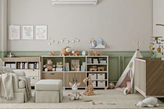 do 3d interior teenager room, design kids room playroom nursery and kindergarten