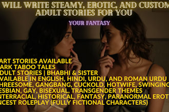 write custom steamy romance, dark fantasies, and explicit adult stories