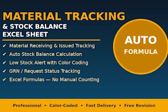 create material tracking and stock balance excel sheet