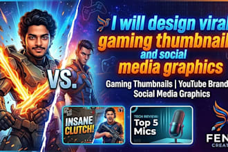 design viral gaming thumbnail and social media graphics
