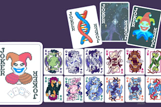create balatro style pixel art playing cards, joker cards and roguelike card