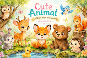 create cute animal illustrations for children book