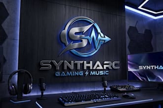 do modern metallic logo design for gaming and music brands