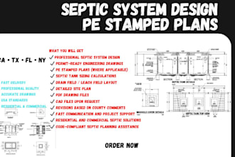 do septic system engineering and pe stamp in ca tx fl ny