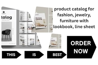 design product catalog for fashion, jewelry, furniture with lookbook, line sheet