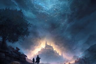 draw fantasy book cover, illustration