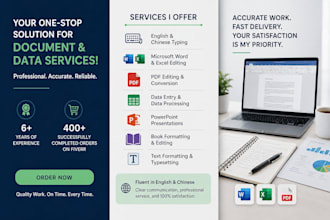 excel data entry, covert to pdf, data analysis, pdf to excel