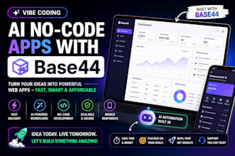 build ai no code low code web apps using base44 vibe coding