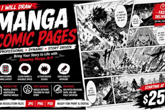 draw manga comic page with professional panel layout