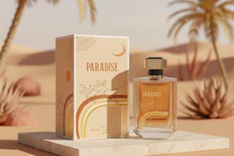 design perfume packaging, cosmetic packaging and label design with 3d mockup