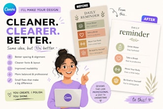 fix and improve, or redesign your canva ebook or PDF
