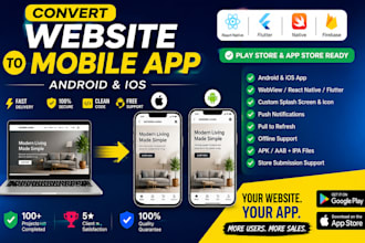 convert html website to app, ios app and android app, mobile app development n8n